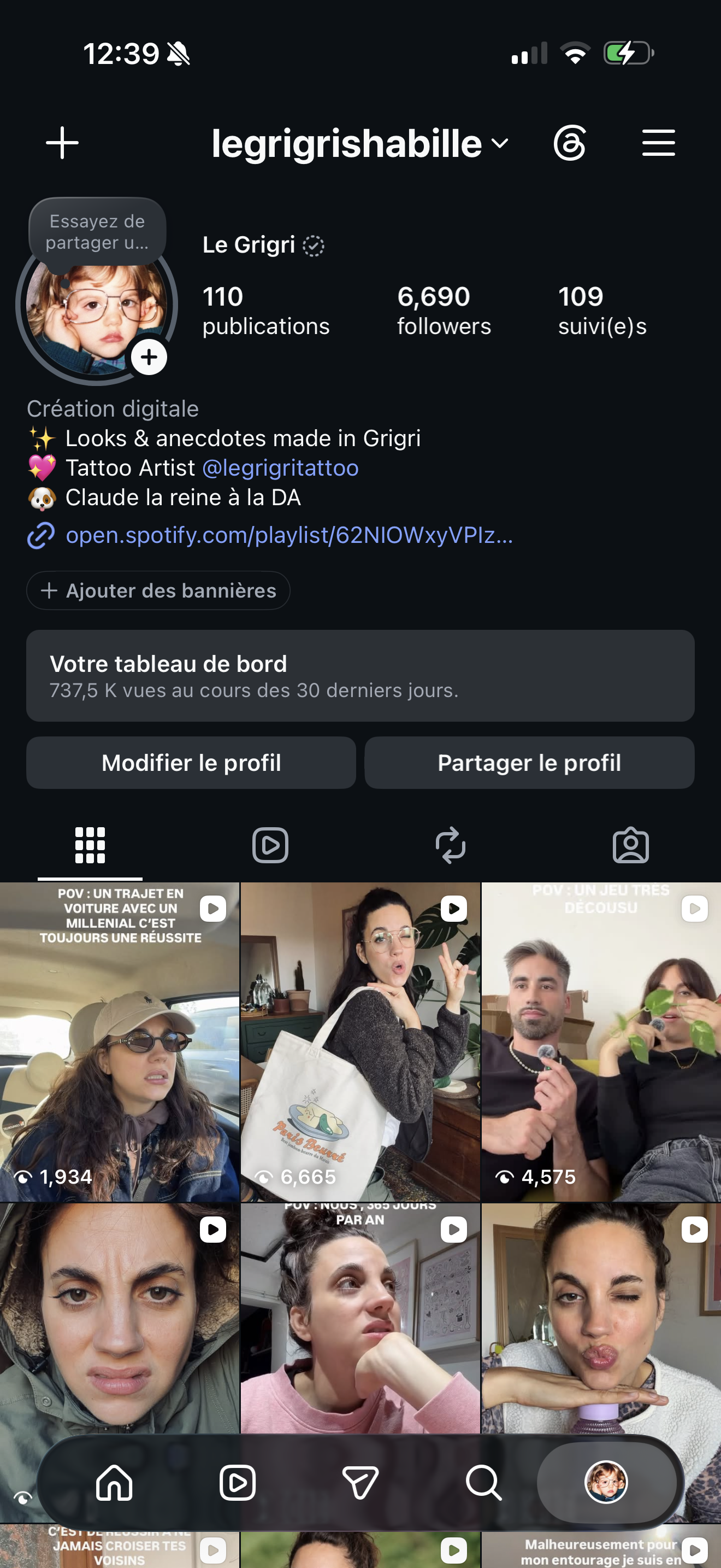 Aperçu du compte Instagram Le Grigri s’habille